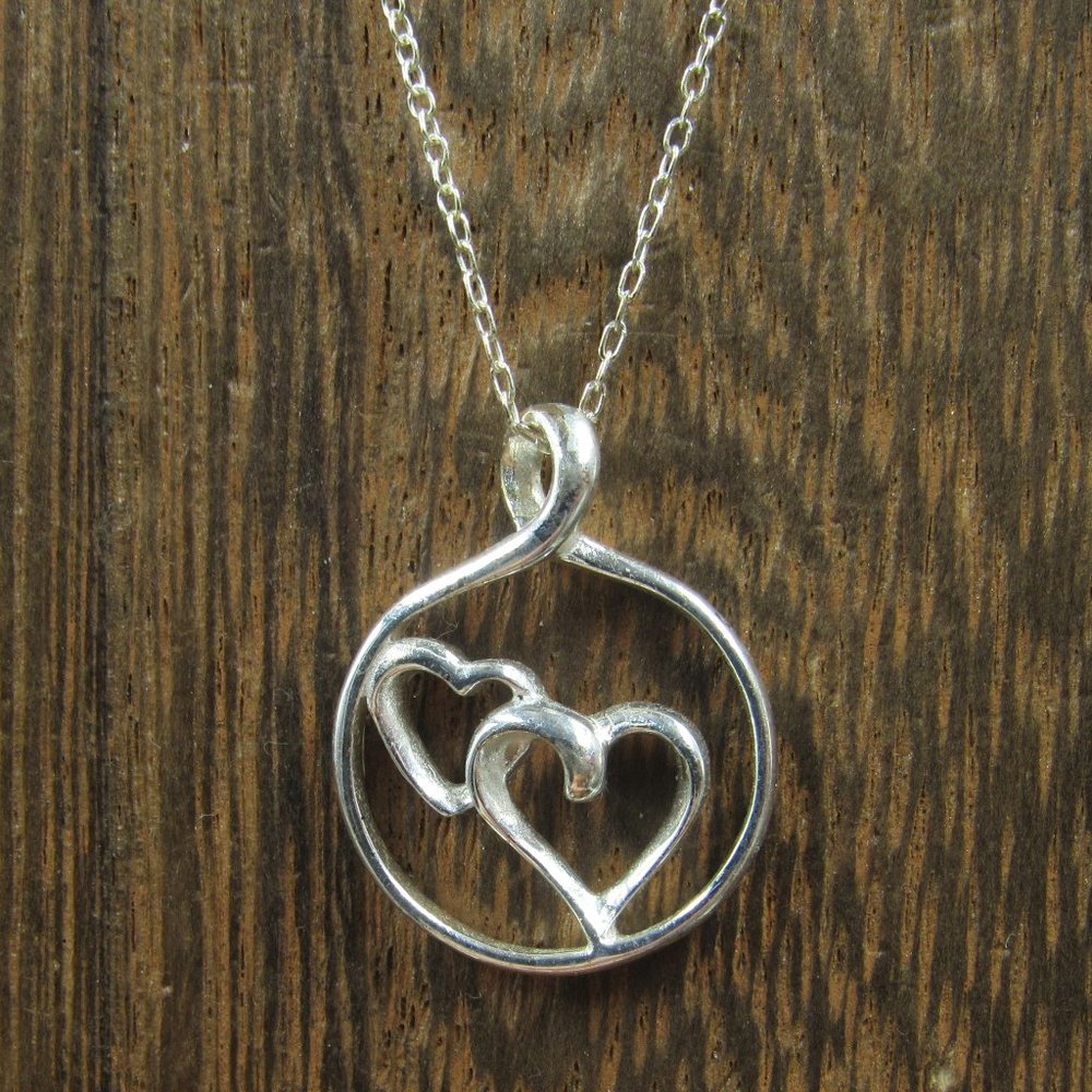18" Sterling Silver Mother Daughter Pendant Necklace … Gem